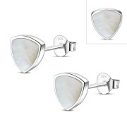 Mother of Pearl Reuleaux Triangle Silver Earrings, e390st